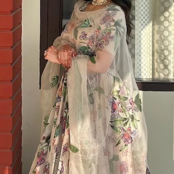 Off white Printed Lengha for sale - Picture 1 of 10